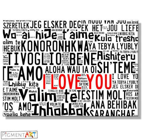 I Love You in Many Languages - LOV0016 - canvas wall art prints uk