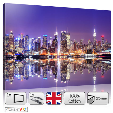 Cityscape Purple Background Modern Canvas - canvas wall art prints uk