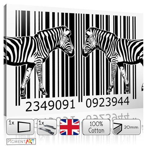 Black and White Zebra Code - BW0022 - canvas wall art prints uk