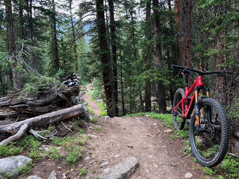 Mountain biking Miner's Creek Trail in Breckenridge, Colorado