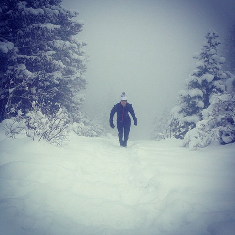 Hiking the Manitou Incline in fresh snow