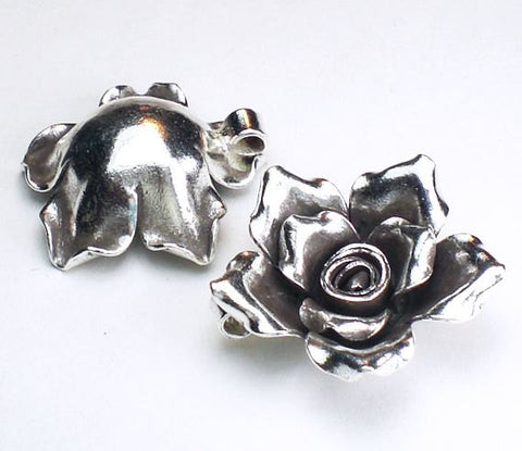Karen Hill Tribe Rose Pendant 24mm Fine Silver Flower Pendant HT-197