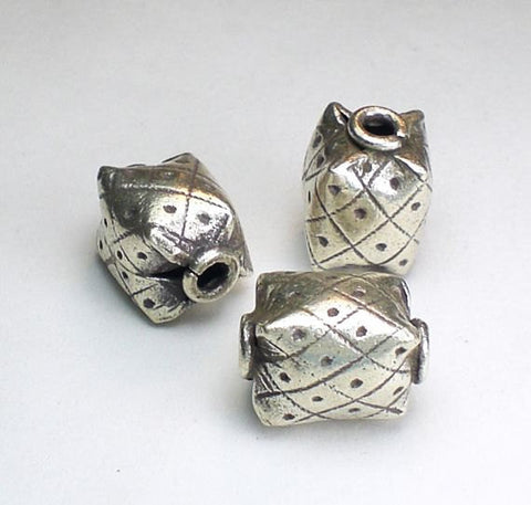 Karen Hill Tribe Fine Silver Rectangular Focal Bead 15mm Large Hole Bead HT- 182