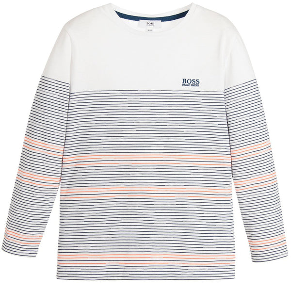 hugo boss blue and white striped shirt