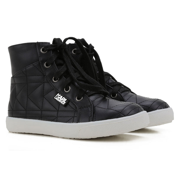 high top black leather sneakers