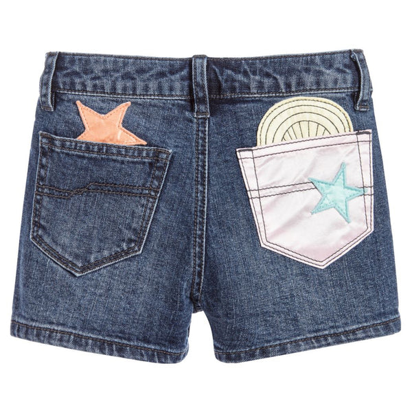 patched denim shorts