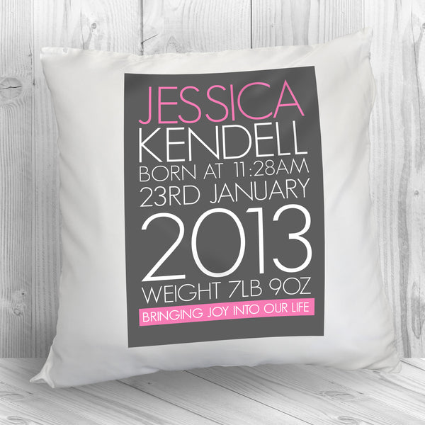 personalised baby girl cushion