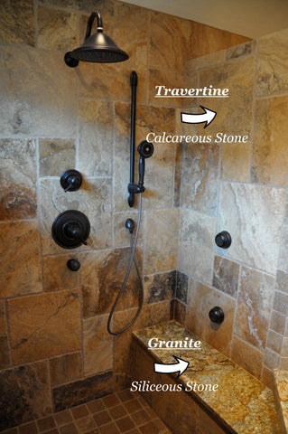 Cleaning travertine and other natural stones in the shower