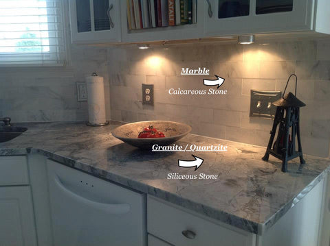 Cleaning marble or calcareous natural stones