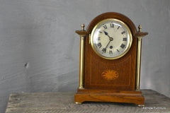Antique Edwardian Oak Timepiece Mantel Clock