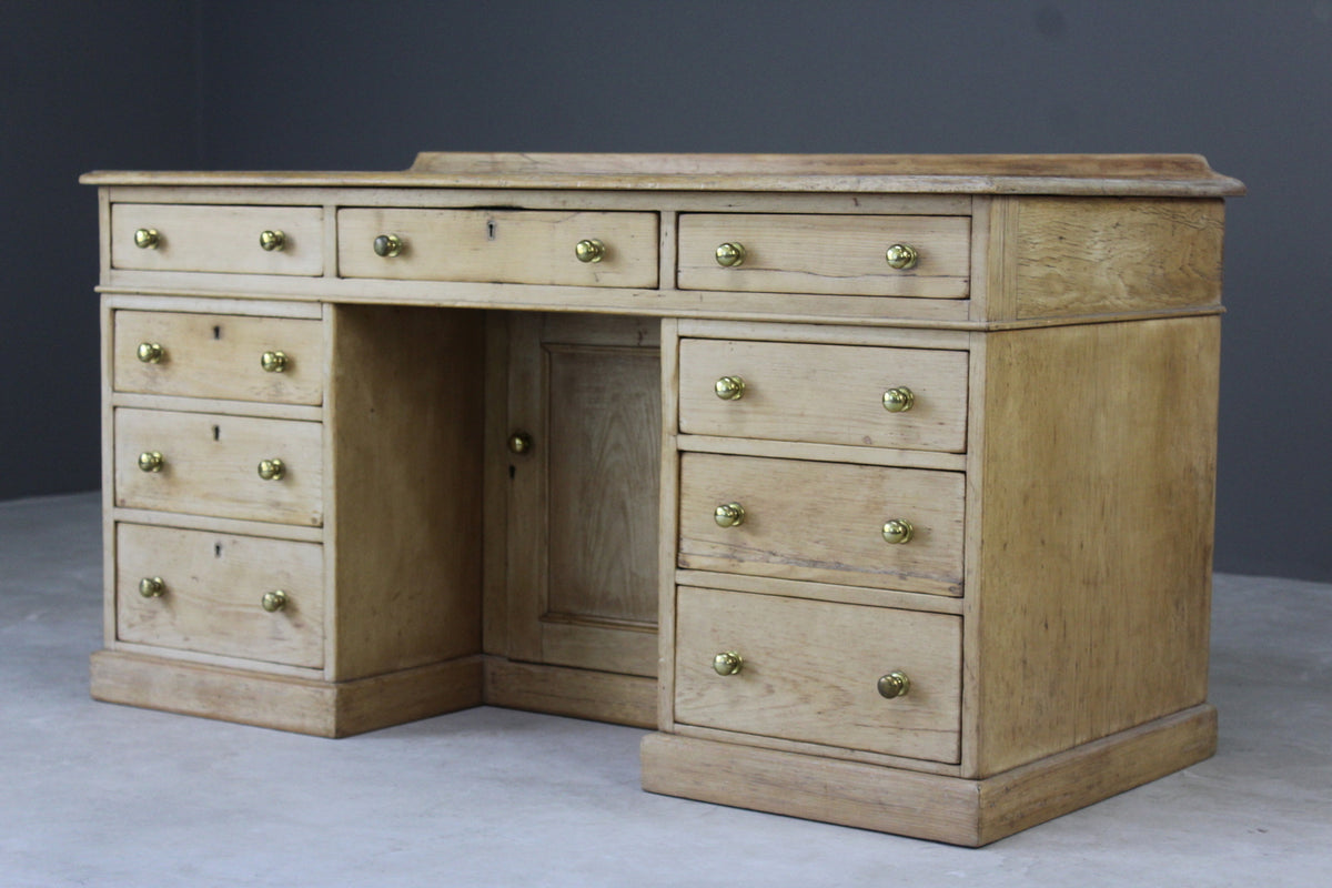 pine twin pedestal desk