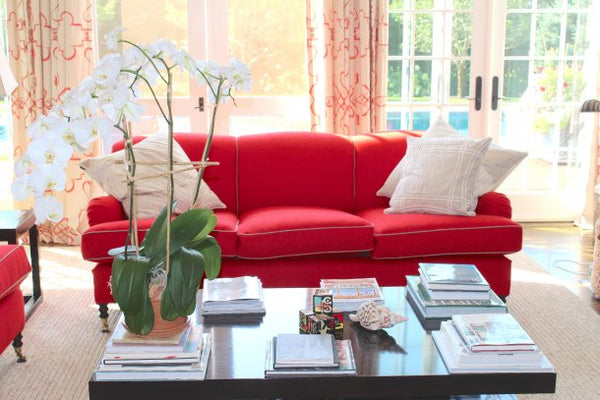 Chili Red Upholstered Couches in the Living Room