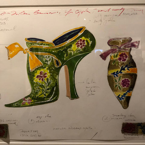 Painting of 18th century shoes by Manolo Blahnik, developed for the movie Marie Antoinette