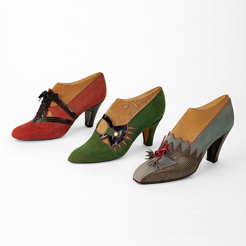 Trio of colorful Preciosa shoes - Image ©2019 The Bata Shoe Museum