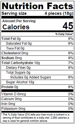 Nutrition Facts - Hard Candy | Dr. John's Healthy Sweets