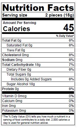 Nutrition Facts - Lollipops Non-Thrive | Dr. John's Healthy Sweets