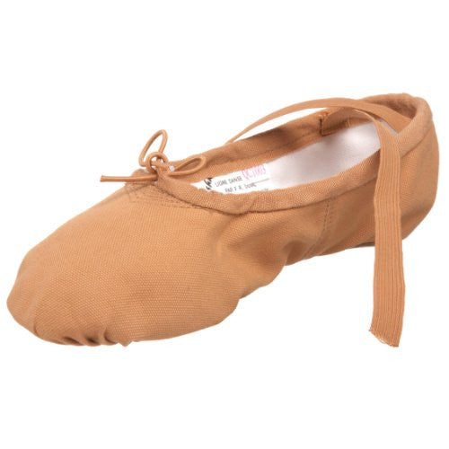 tan canvas ballet shoes