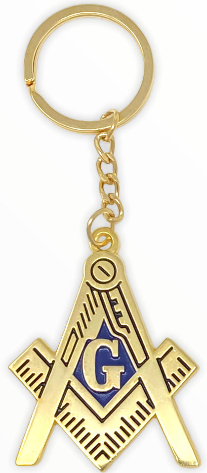 Square & Compasses Square Brass Masonic Key Fob 