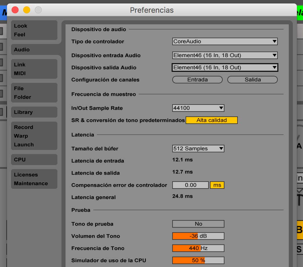 Apogee Element en Ableton Live