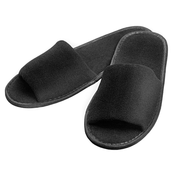 black open toe slippers