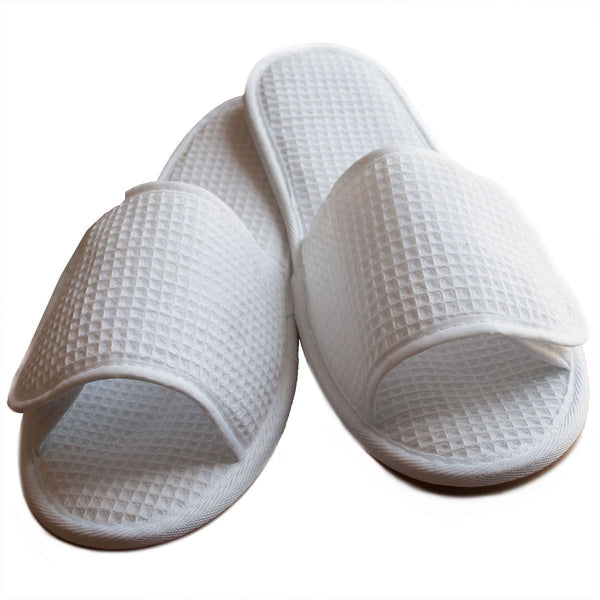 white waffle slippers