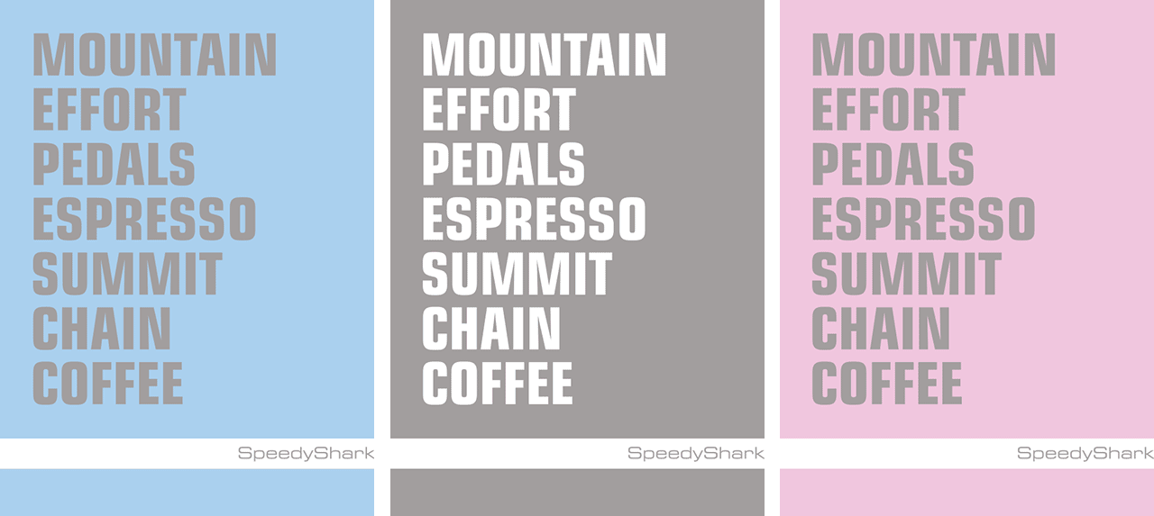 Mountain. Effort. Pedals. Espresso. Summit. Chain. Coffee. SpeedyShark.