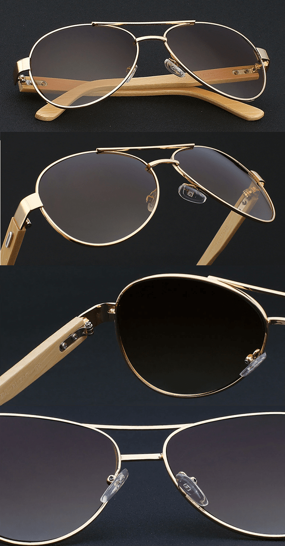 Woodned bamboo Aviator sunglasses