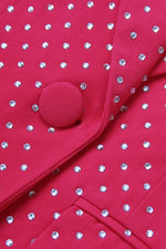 Hot Crystal Embellished Pink Blazer