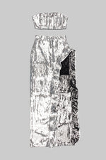 Sequined Bandeau Bustier Sequined Long Skirt In Silver