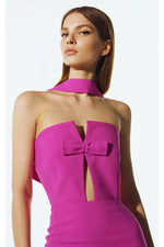 Strapless Bow Midi Bandage Dress