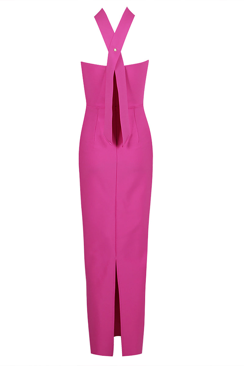 Strapless Bow Midi Bandage Dress