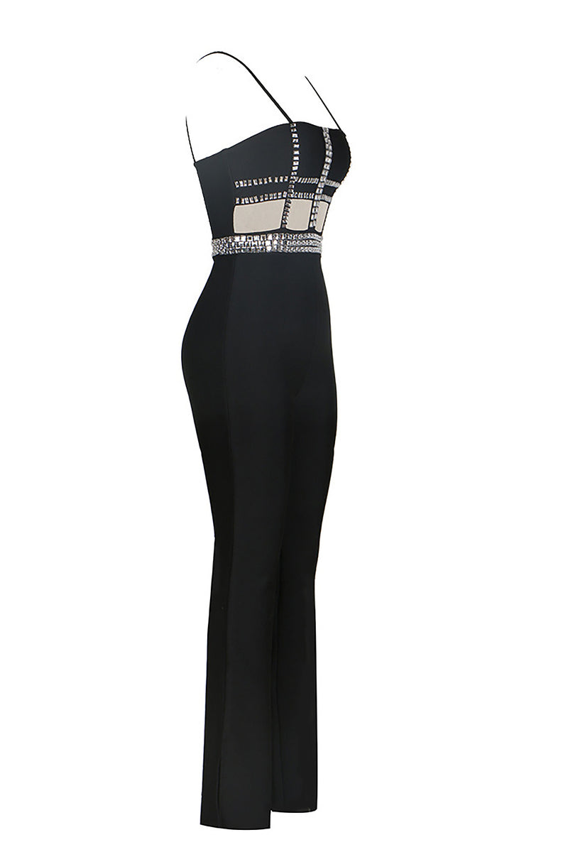 Crystal Embroidered Cage Corset Jumpsuit