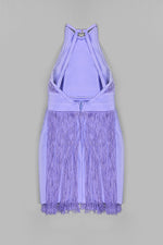 Halter Tassel Backless Mini Bandage Dress In Lavender