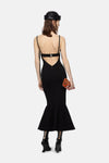 Open Embellished Stretch Bandage Midi Dress In Black