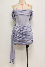 Satin Draping Off Shoulder Corset Dress