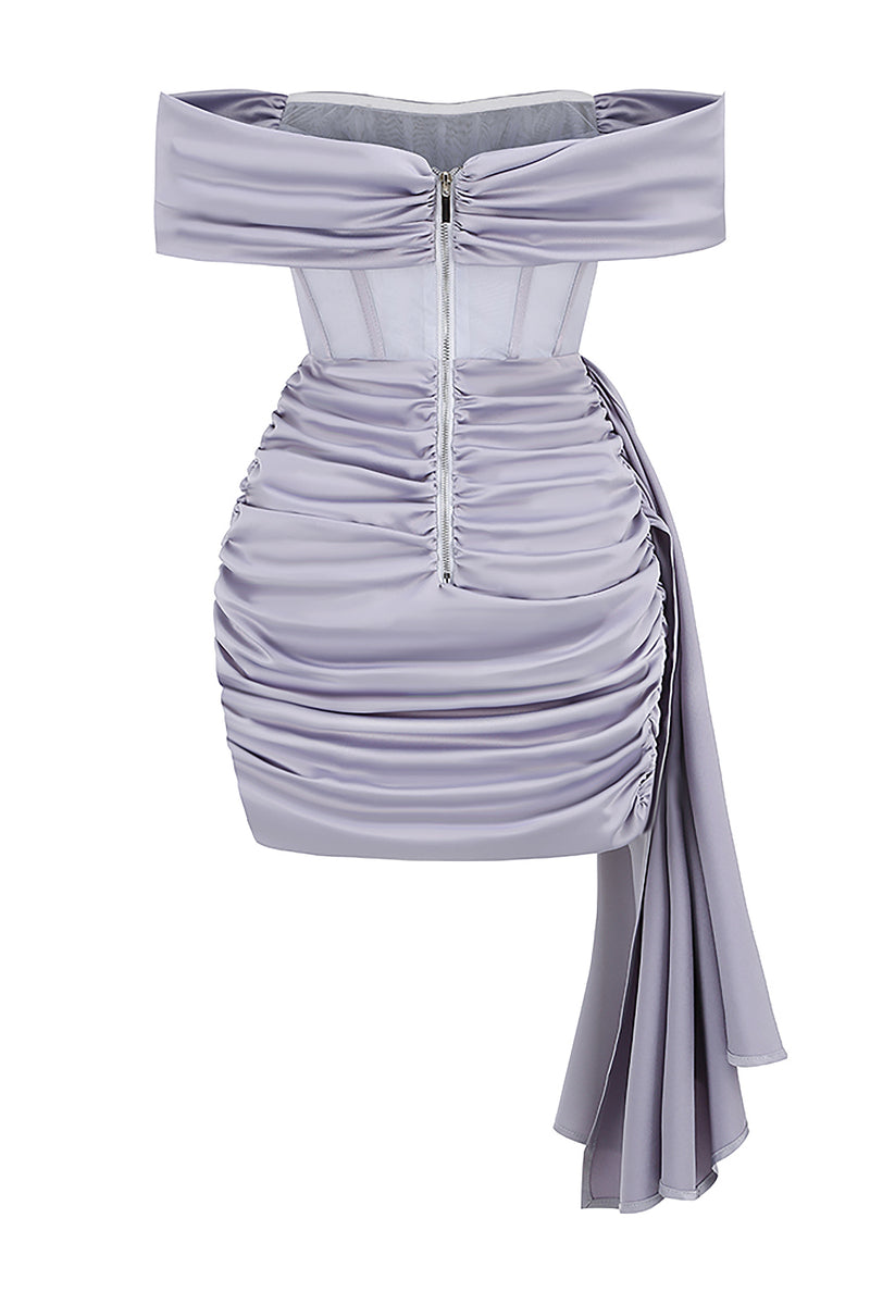 Satin Draping Off Shoulder Corset Dress