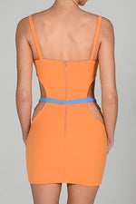 Strappy Metal Trim Cut Out Mini Bandage Dress