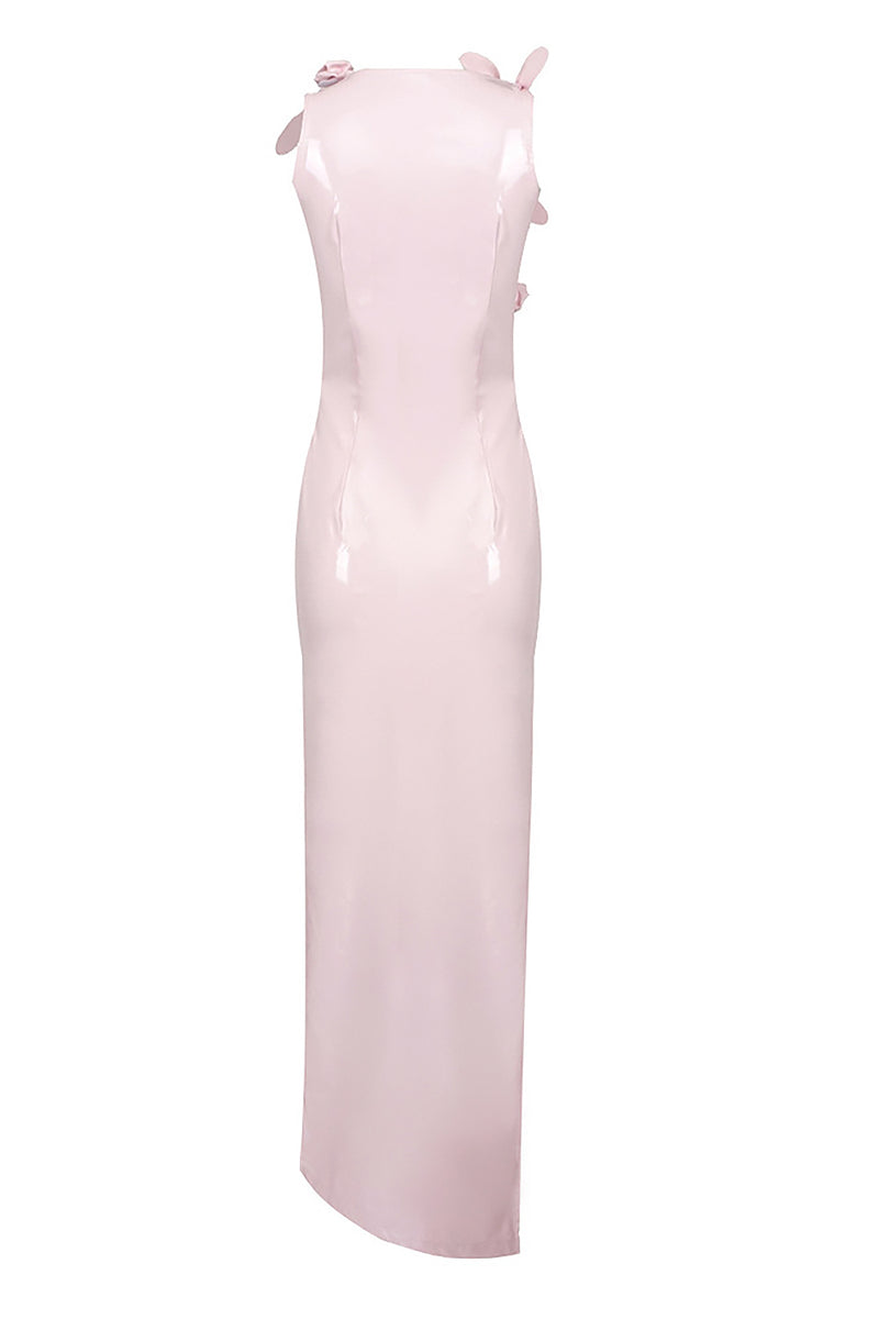 kylie Jenner Glam with Edgy Skintight Latex Gown In White Pink