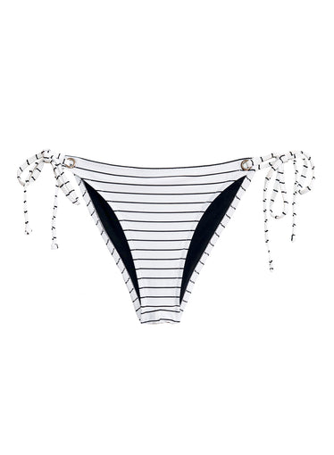 Mitered Stripe Grommet Side Tie Bikini Bottom