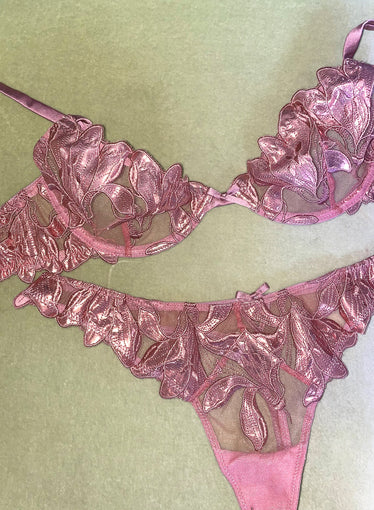 Foil Lily Embroidery Thong