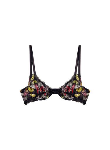 Butterfly Embroidery Plunge Demi Bra