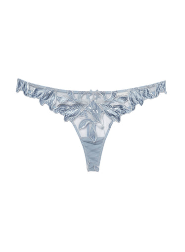 Velvet Lily Embroidery Thong