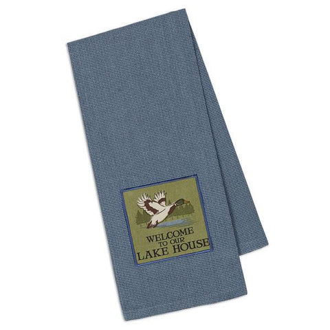 "Welcome to Our Lake House" Embellished Duck Dishtowel