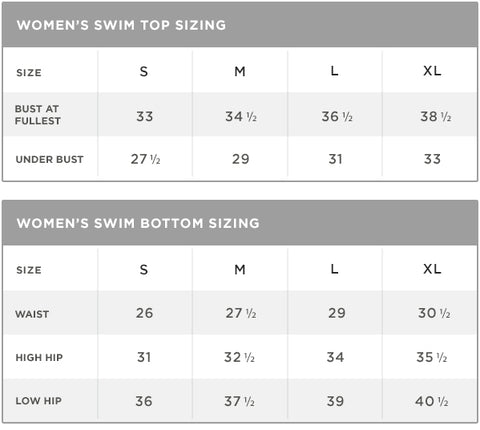 Swim Size Chart