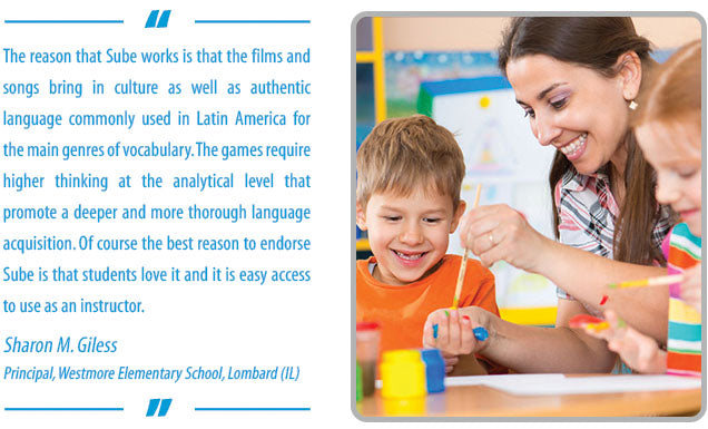 Learn ESL and Spanish with music and games for an elementary curriculum with Sube teacher testimonial