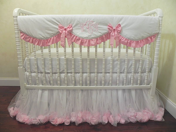 White And Pink Girl Crib Bedding Set Giselle Princess Crib