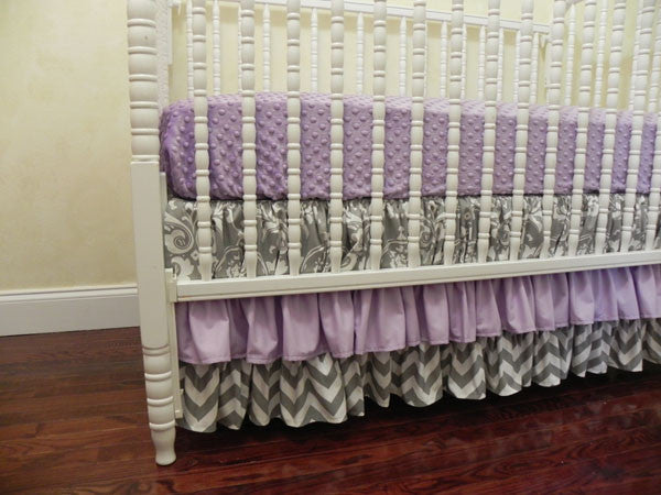 Gray Damask And Lavender Girl Baby Bedding Set Macy Girl Crib