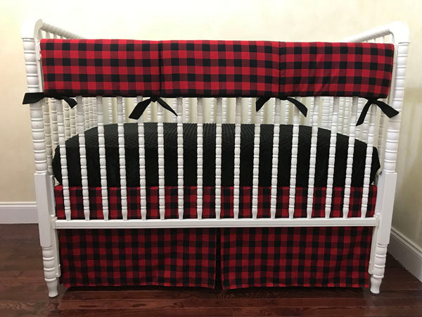 red buffalo plaid crib bedding