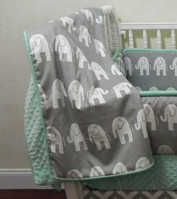 grey elephant crib bedding