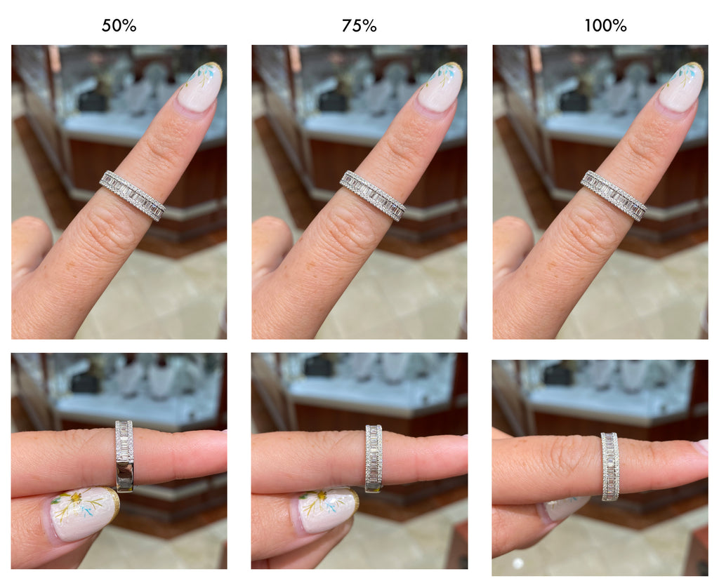 Comparison of diamond eternity lengths around a ring
